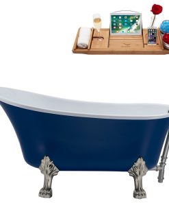 55" Streamline N369BNK-BGM Clawfoot Tub and Tray With External Drain