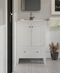Swiss Madison Cannes 24" Single, 2-Doors, 1-Drawer, Bathroom Vanity, White, 24"
