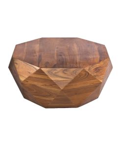 The Urban Port 34" Diamond Shaped Modern Wood Coffee Table with Smooth Top Brown