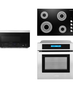 3-Piece 30" Electric Cooktop 30" Over The Range Microwave 24" Electric Wall Oven