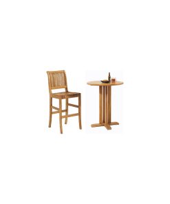 Teak Outdoor Giva Bar Set, 1 Table and 2 Chairs