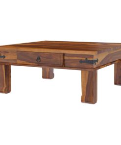 Terrarum Rustic Solid Wood 3 Piece Square Coffee Table Set