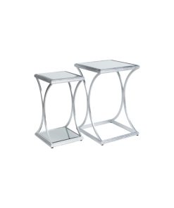 Surya Elias Nesting Table Set Silver Metal