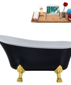 63" Streamline N366GLD-IN-BNK Clawfoot Tub and Tray With Internal Drain