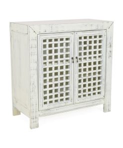 Steve Silver Rio Farmhouse Antiqued White Wood Accent Cabinet