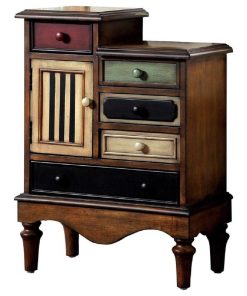 Wooden Accent Chest, 5 Drawers, Antique Walnut