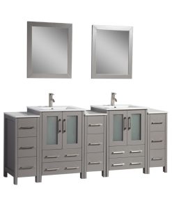 Vanity Art Vanity Set With Ceramic Top, 84", Gray