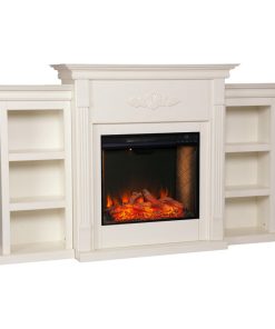 Thandie Alexa-Enabled Smart Bookcase Fireplace, Ivory
