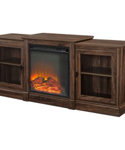 60" Classic Tiered Top Fireplace TV Console - Dark Walnut