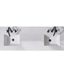 Trento Stone effects Vanity Top in Aosta White With White Sink, 73"