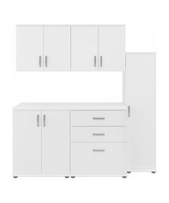 Universal 72W 5 Piece Modular Storage Set in White - Engineered Wood