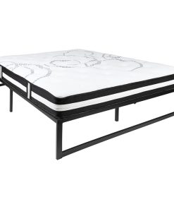 Flash Furniture 14Inch Metal Platform Bed Frame with 12Inch Pocket Spring-Queen