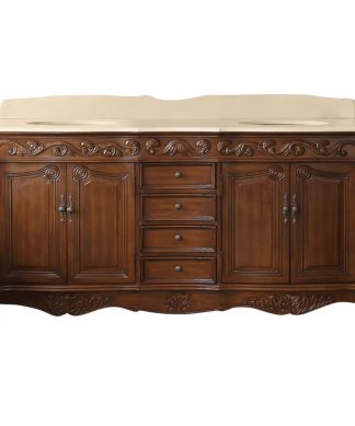72" Cream Marble Top Beckham Bathroom Double Sink Vanity