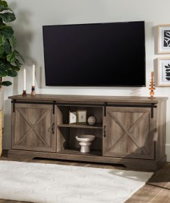 70" Sliding Barn Door TV Console, Gray Wash