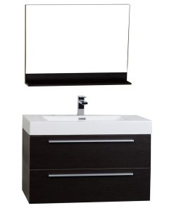 Wall-Mount Contemporary Bathroom Vanity, Espresso, 39.5"