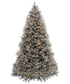 7 1/2' "Feel-Real" Downswept Douglas Blue Fir Hinged Tree With 750 Clear Lights