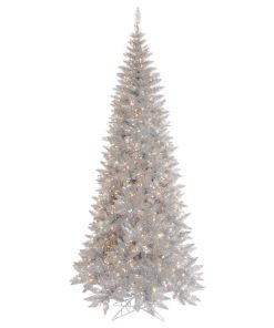 Vickerman 10'x50" Slim Fir Tree, Dura-Lit 900 Clear, Silver