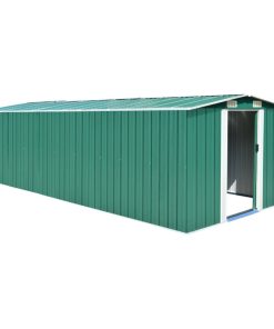 Vidaxl Garden Shed 101.2"x228.3"x71.3" Metal Green