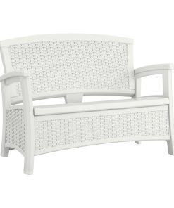 Wicker Storage Bench, White