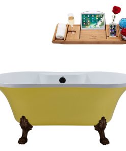 60" Streamline N104ORB-BL Soaking Clawfoot Tub and Tray With External Drain