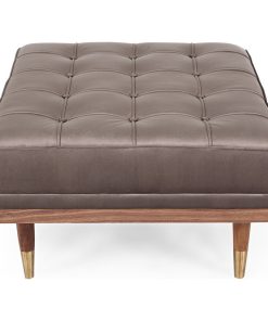 Woodrow Modern Box Ottoman, Premium Fabric Upholstery and Walnut, Mink