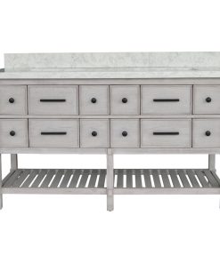 60" Double Vanity With Quartz Top, Solid Mahogany Base, White Oak