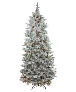7.5' Pre-Lit Flocked Slim Colorado Spruce Christmas Tree