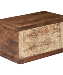 Winter Ferns Solid Acacia Wood Coffee Table Storage Chest