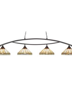 Toltec Lighting 874-DG-964 Bow - Four Light Billiard