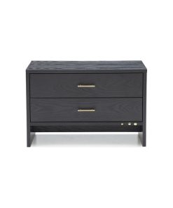 Modern Dark Gray Ash Nightstand With Two Drawers