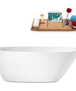 59" Streamline N1780WH Freestanding Tub and Tray With Internal Drain