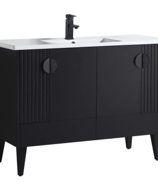 Venezian Single Bathroom Vanity, Black, 48", Black Handles, One Sink