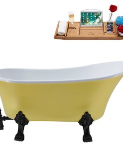 55" Streamline N354BL-BL Clawfoot Tub and Tray With External Drain