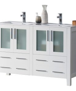 Sydney 48" Double Vanity Set With Mirrors, Glossy White No Mirror
