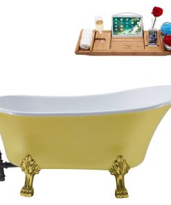 55" Streamline N354BGL-BL Clawfoot Tub and Tray With External Drain
