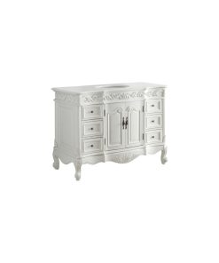 48" Antique-Style White Beckham Bathroom Sink Vanity and Mirror
