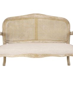 Wistar Wood and Cane Loveseat, Beige and Natural