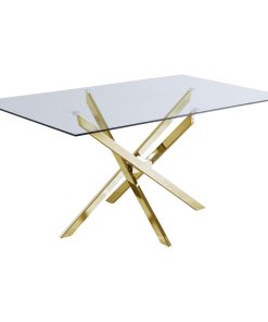 Xander Dining Table, Gold Legs, Rectangular Top