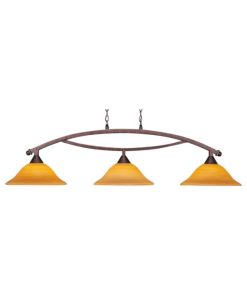 Toltec Lighting 873-BRZ-622 Bow - Three Light Billiard