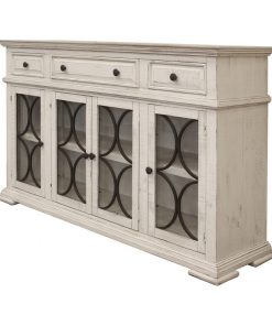 Vineyard Mod Circle Rustic Solid Wood Sideboard, Media Console
