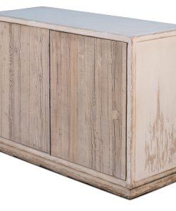 Stone Washed Doors Commode With Doors - Tan