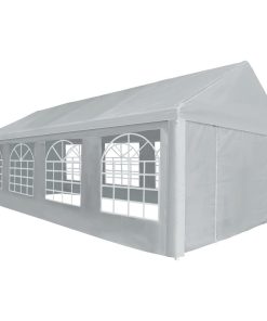 vidaXL Party Tent PE 13.1'x26.2' Gray Outdoor Garden Canopy Gazebo Sunshade