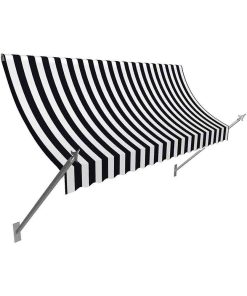 7' New Orleans Spear Awning Awning, Black/White