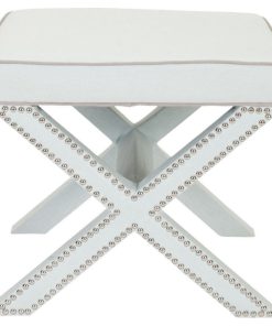 Suttner Ottoman Silver Nail Heads Robins Egg Blue