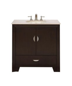 36 Inch Modern Espresso Bathroom Vanity with Single Sink, Marble