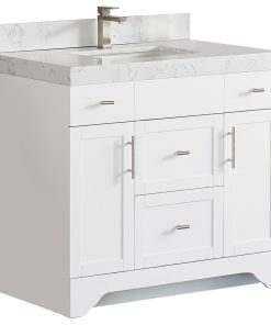 36" Vanity Wood Body and Quartz White, Matte White