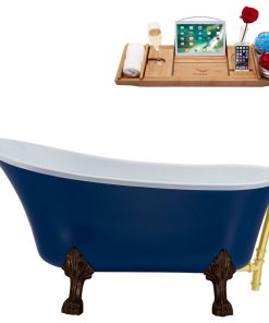 55" Streamline N369ORB-BGL Clawfoot Tub and Tray With External Drain