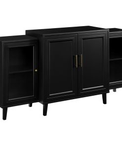 62" 4-Door Tiered Modern Sideboard, Black