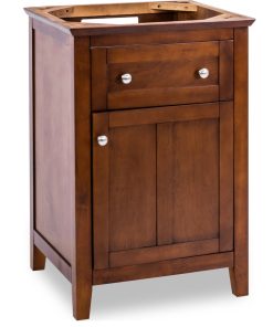 23-11/16" Chocolate Brown Vanity Base, Satin Nickel Hardware, Shaker Style
