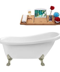 61" Streamline N480CH-IN-BGL Clawfoot Tub and Tray With Internal Drain
